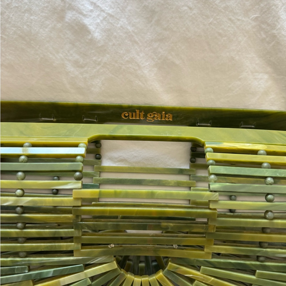 Cult Gaia Olive Green Bamboo Clutch